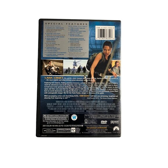 Lara Croft Tomb Raider 2001 DVD Action Angelina Jolie Jon Voight Pre-Owned - Picture 2 of 4